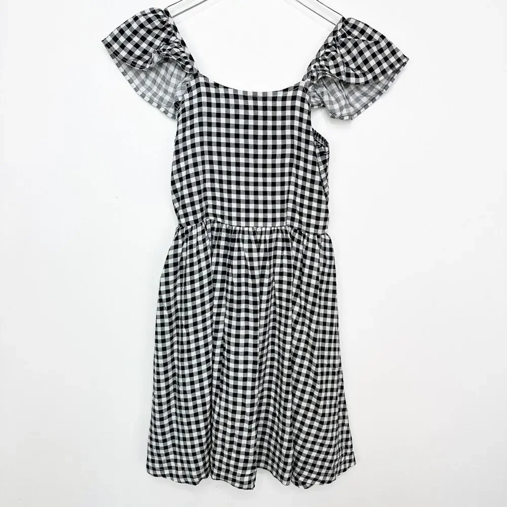Nordstrom Little Girls Black and White Checkered Dress 8/10